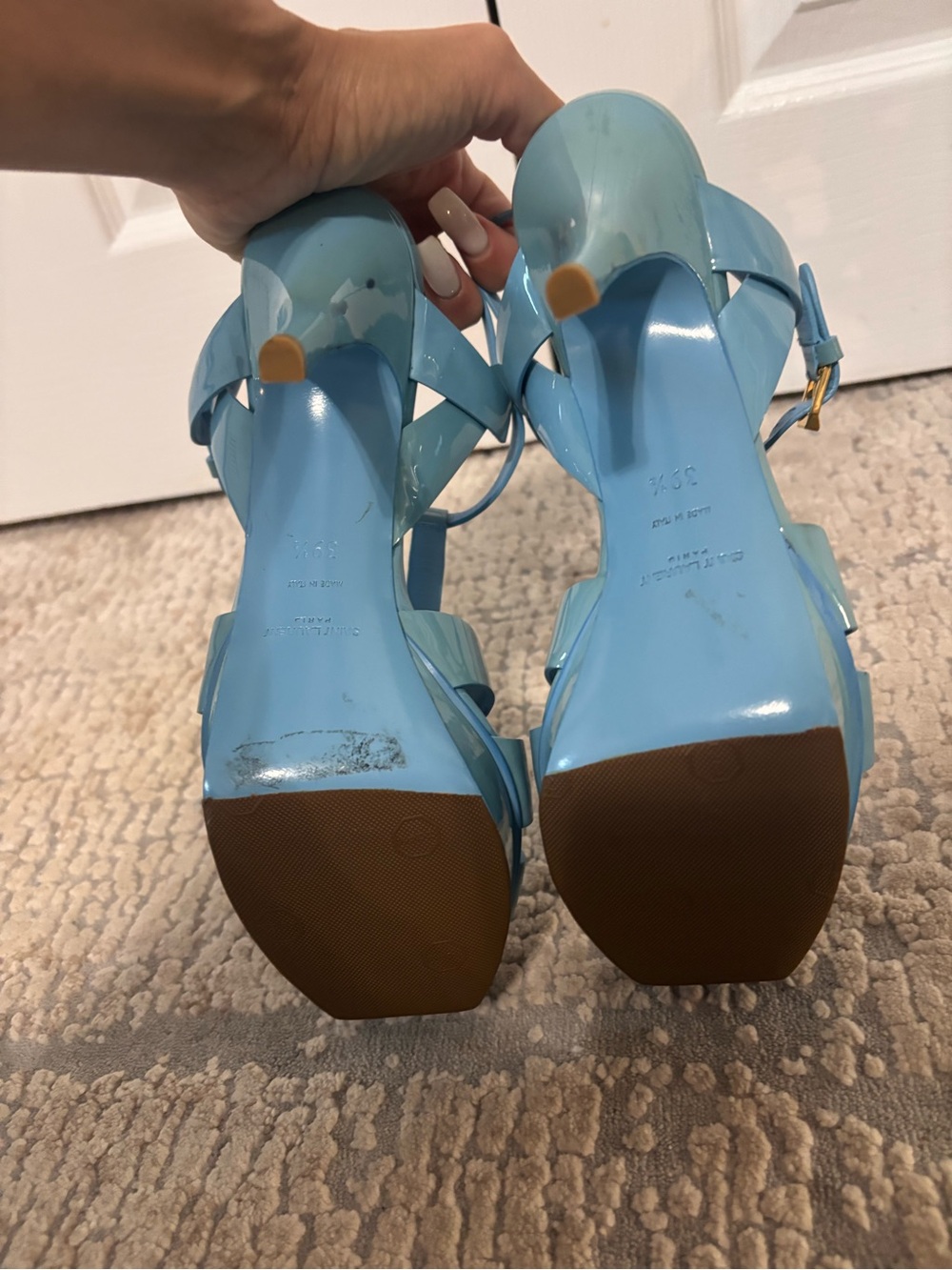 Never worn YSL platform tribute Patent Leather T-Strap Sandals 39.5 - Picture 4 of 5